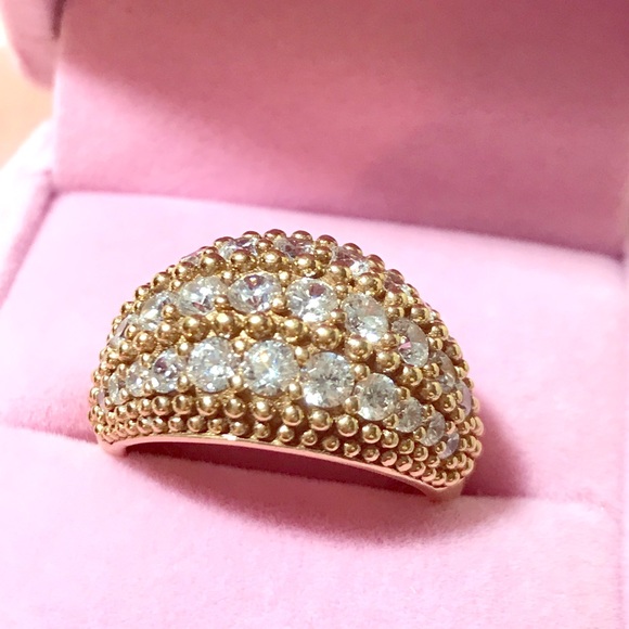 🌺SOLD🌺Fab Cocktail Ring Gold, 925 Silver sz 7.5 - Picture 1 of 6